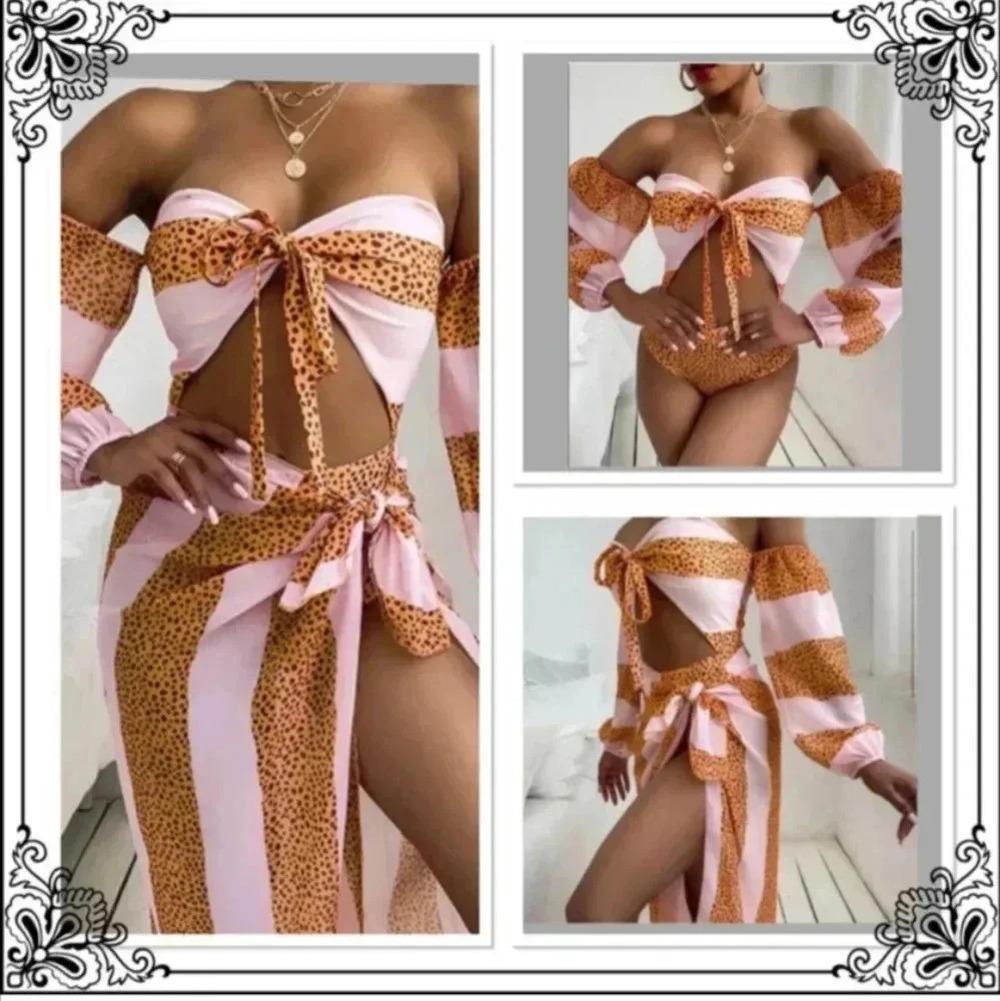 NWT Three Piece Pink Swim Suit Set